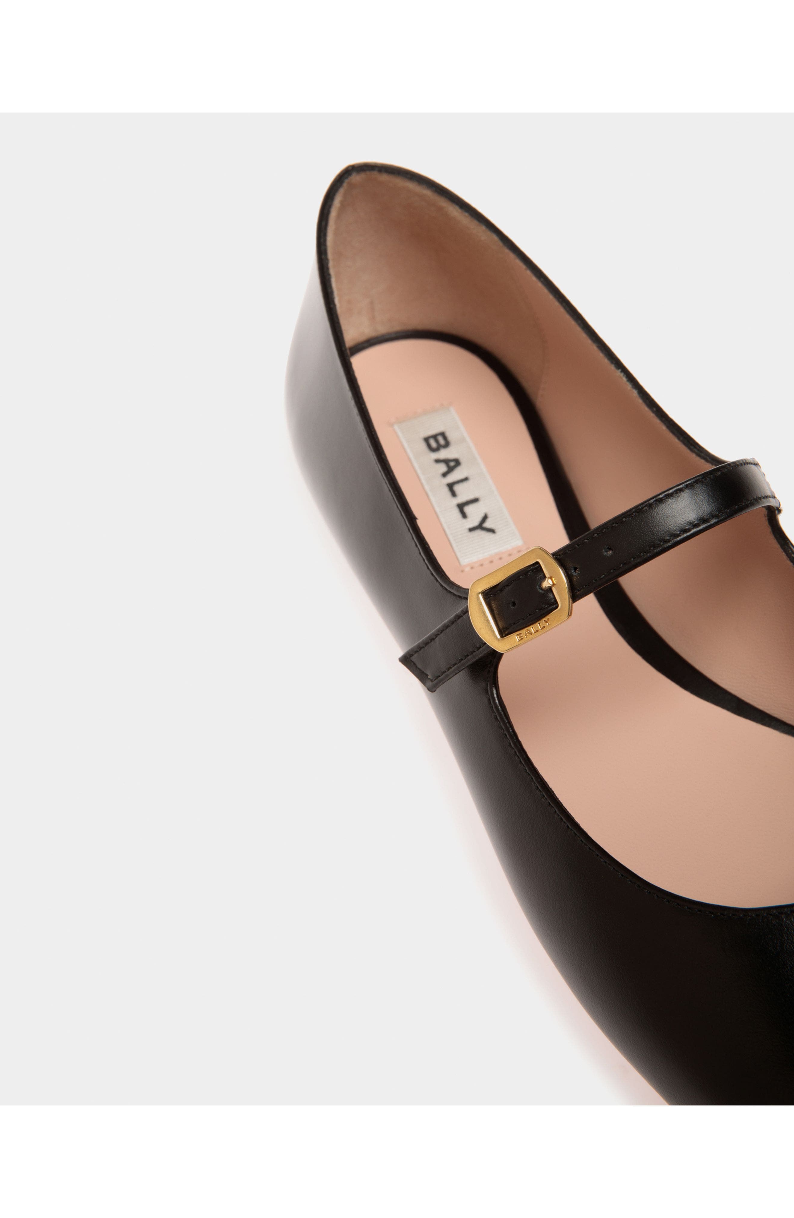 Bally rina Flat in Calf Leather with Leather Lining, Alternate, color, Black