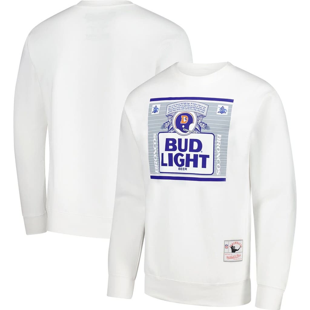 Mitchell & Ness X Bud Light White Denver Broncos The Crest Pullover Sweatshirt In White