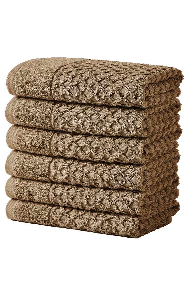 Woven & Weft Diamond 6-Pack Washcloths, Main, color, Mocha