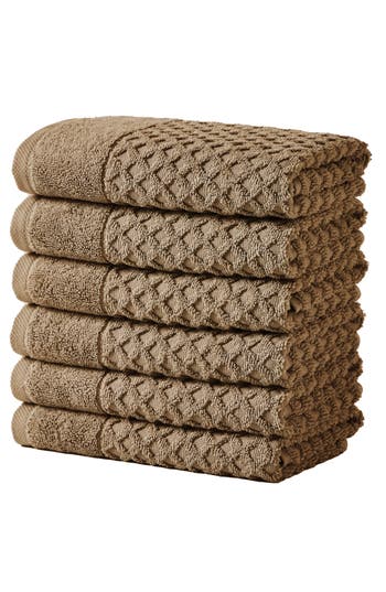 Woven & Weft Diamond 6-pack Washcloths In Brown