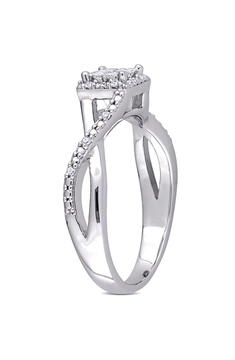 Julianna B. Diamond Halo Crisscross Engagement Ring, Alternate, color, Sterling Silver