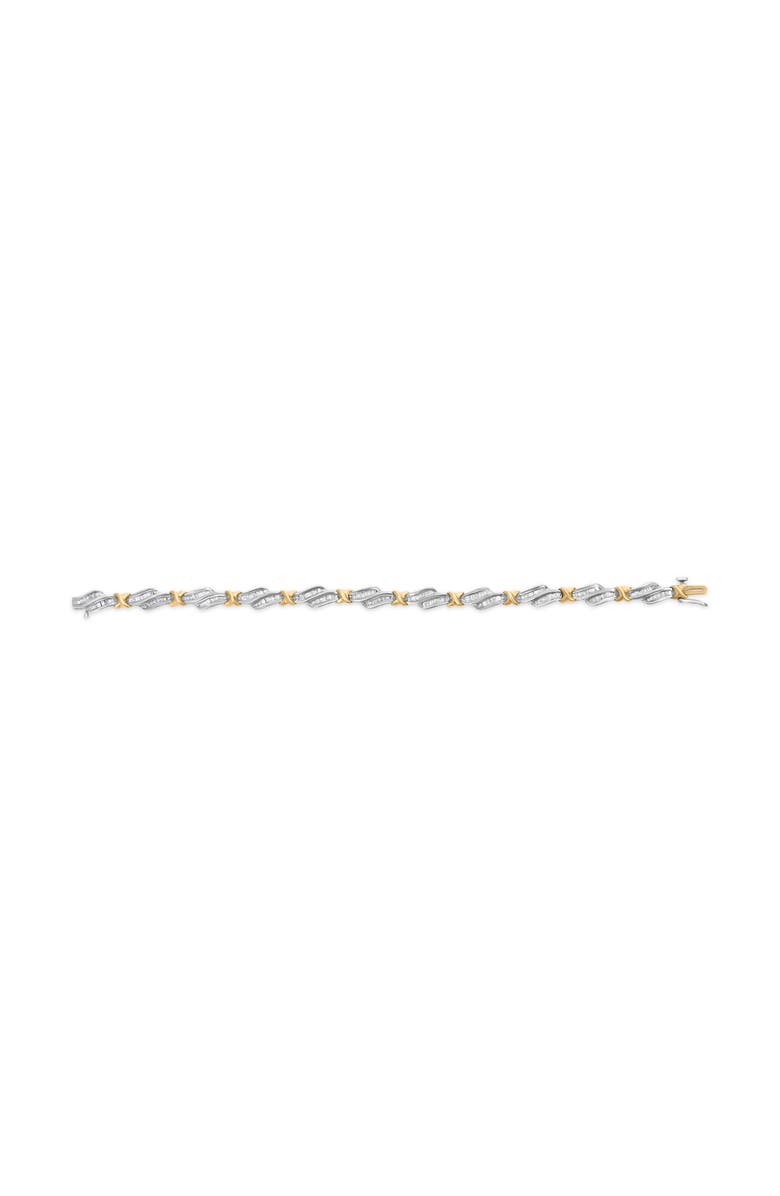 Haus of Brilliance 10k Two-Toned Gold 2.00 Cttw Diamond Weave and "X" Spiral Link Bracelet, Alternate, color, Yellow