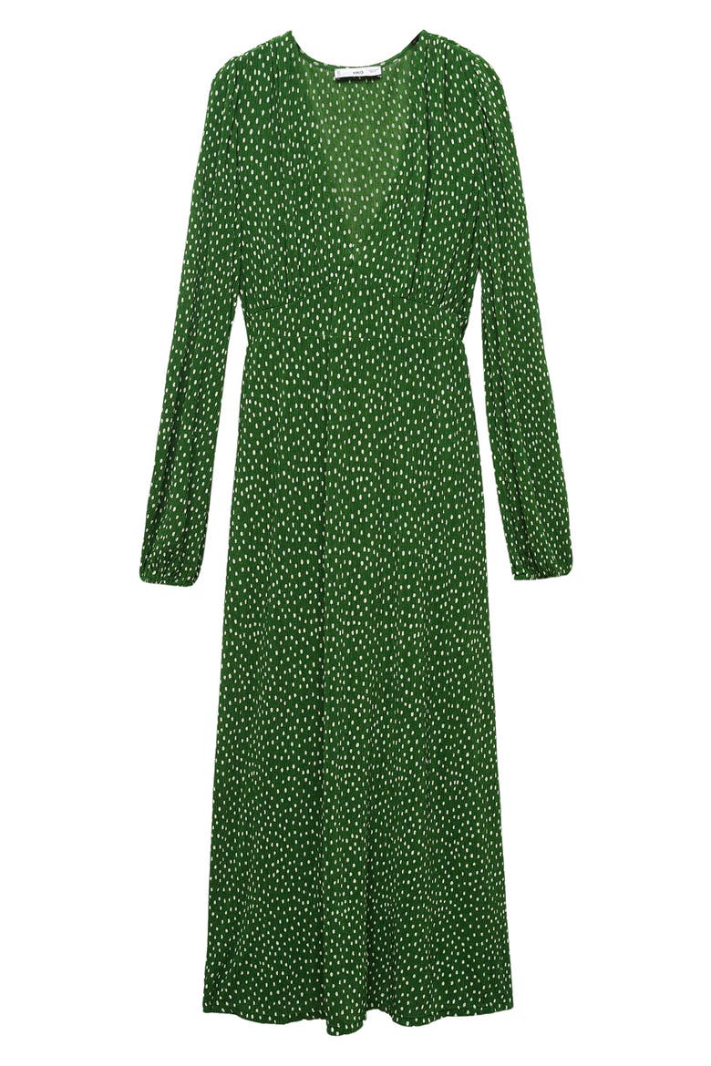 Polka Dot Long Sleeve Midi Dress, Alternate, color, GREEN