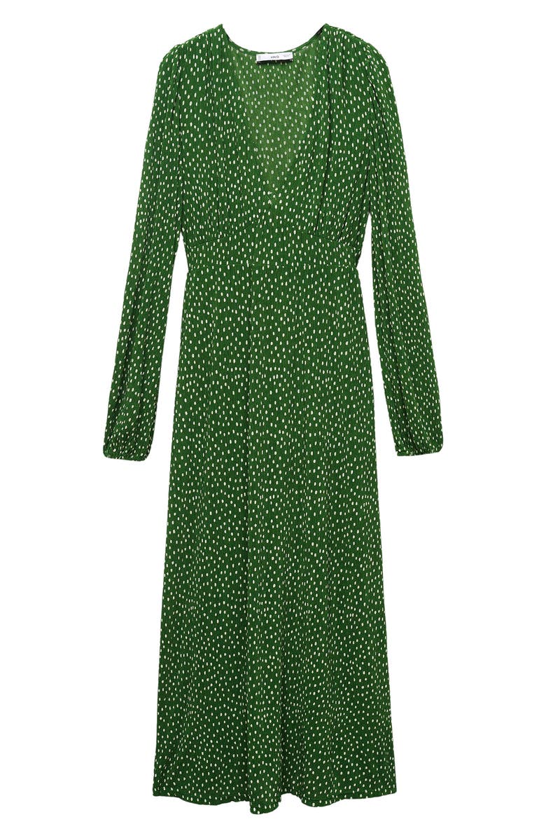 MANGO Polka Dot Long Sleeve Midi Dress, Alternate, color, 