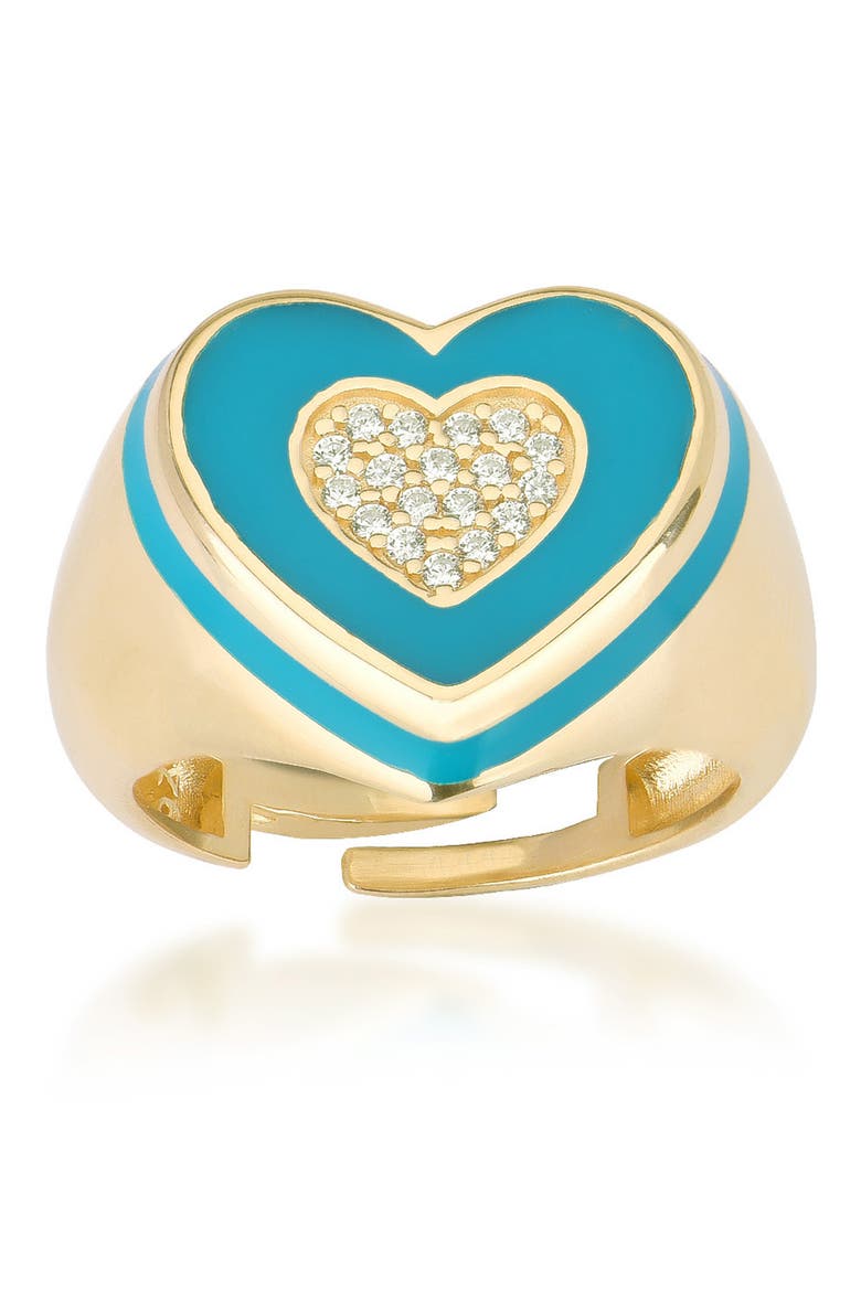 14k Yellow Gold Vermeil French Enamel Heart Ring, Main, color, GOLD