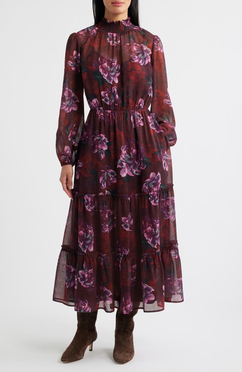 Lost + Wander Wild Bergamont Long Sleeve Maxi Dress, Main, color, Red Purple