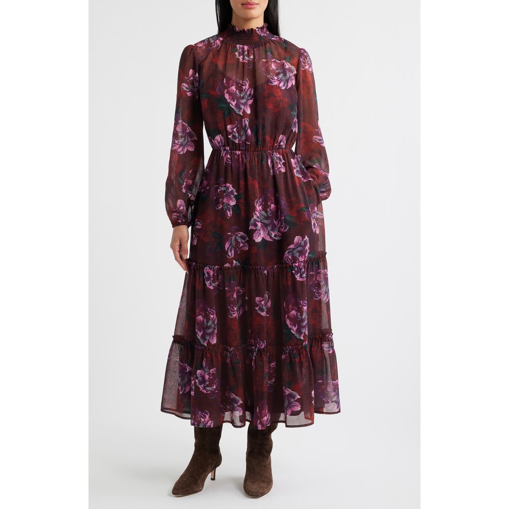 Lost + Wander Wild Bergamont Long Sleeve Maxi Dress In Brown