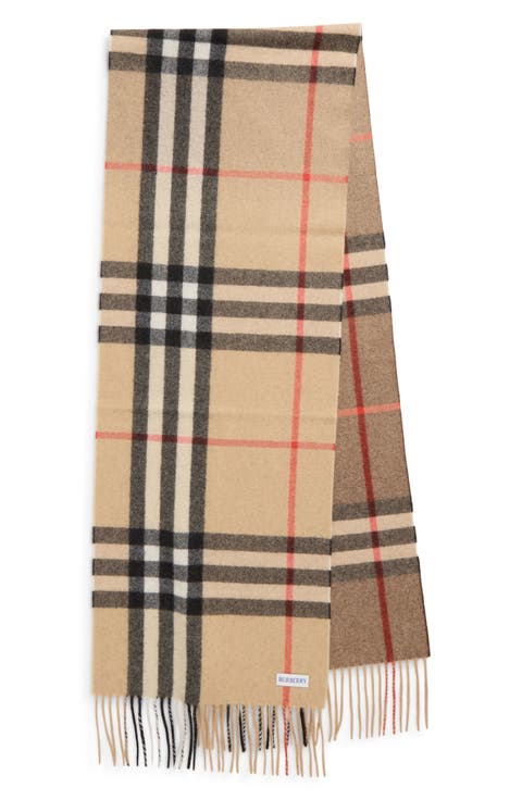 Giant Check Cashmere Fringe Scarf
