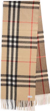 Burberry Giant Check Cashmere Fringe Scarf