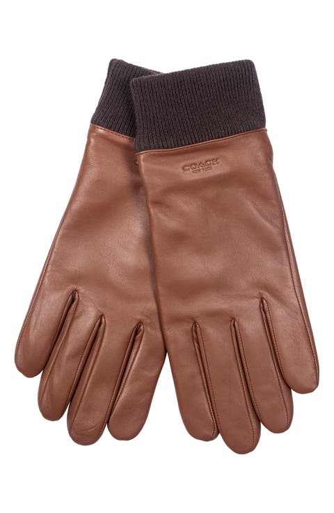 Knit Cuff Leather Tech Gloves