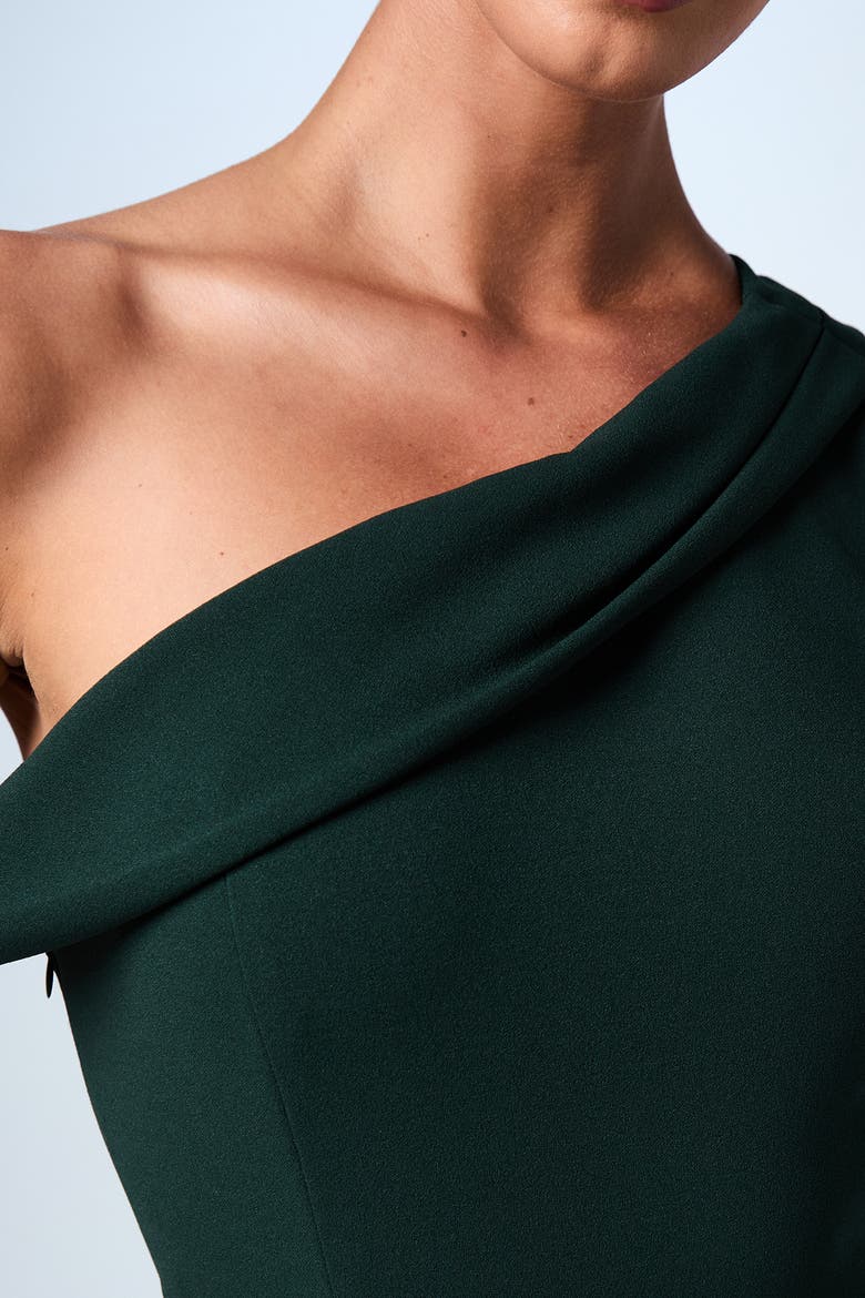 Scuba Crepe Black Tie Dress, Alternate, color, Emerald