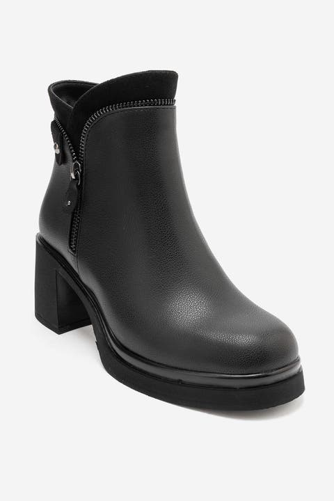 Raphael Zipper Block Heel Boot
