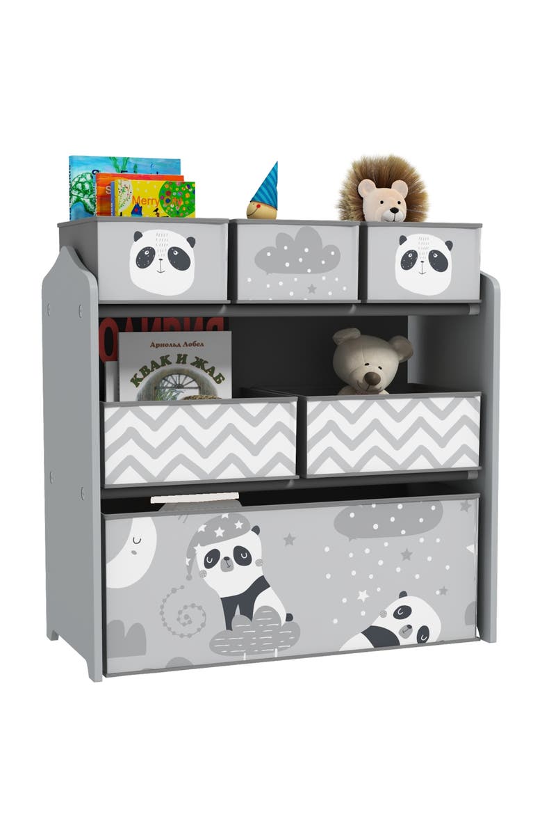 Qaba Toy Organizer with 6 Storage Bins, Kids Bedroom Storage Unit, Main, color, 