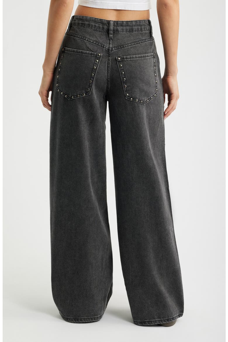 Stud Embellished Relaxed Extra Baggy Wide Leg Jeans, Alternate, color, WASHED BLACK