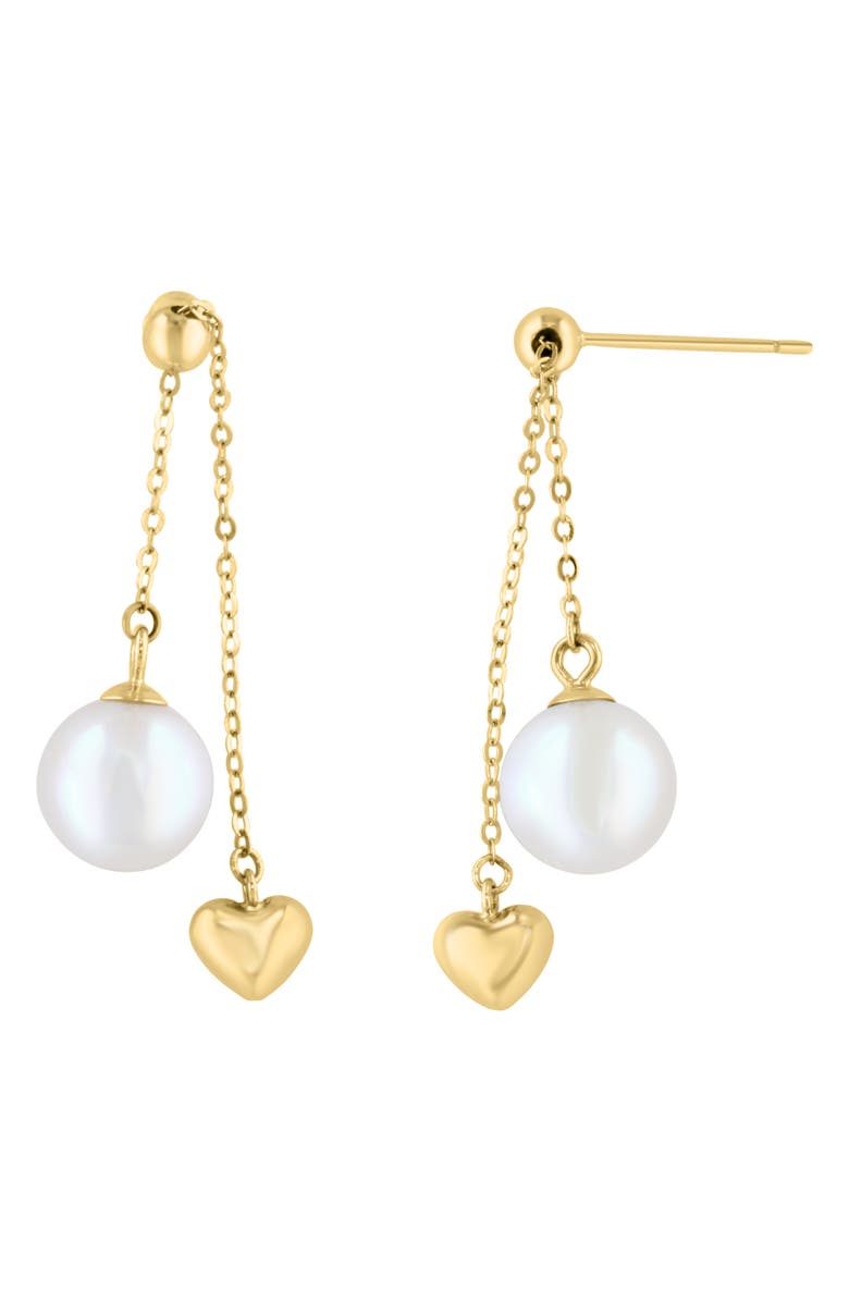EFFY Freshwater Pearl & Heart Drop Earrings, Alternate, color, White