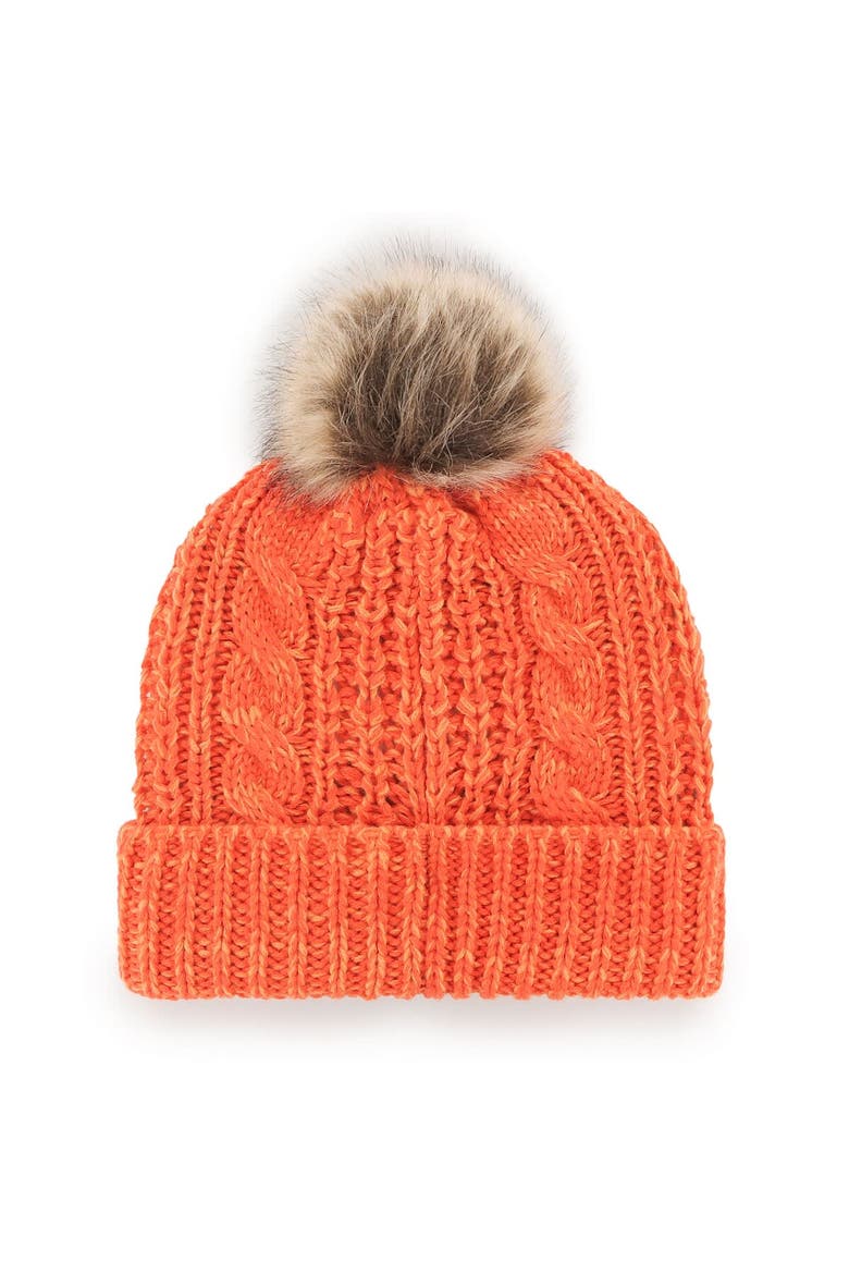 Women's '47 Orange Cleveland Browns Brownie The Elf Logo Meeko Cuffed Knit Hat with Pom, Alternate, color, Orange