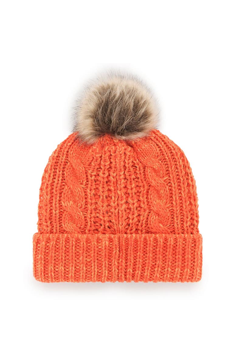 '47 Women's '47 Orange Cleveland Browns Brownie The Elf Logo Meeko Cuffed Knit Hat with Pom, Alternate, color,
