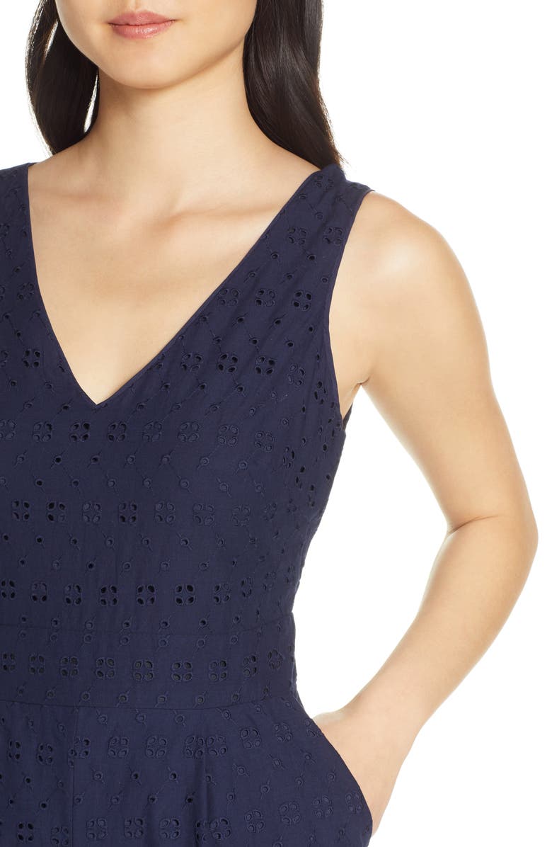 Vince Camuto Cotton Eyelet Sleeveless Crop Wide Leg Jumpsuit, Alternate, color, 