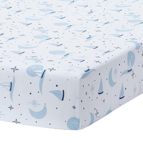 Little Skipper Cotton Nautical Sailboat Fitted Crib/Toddler Sheet