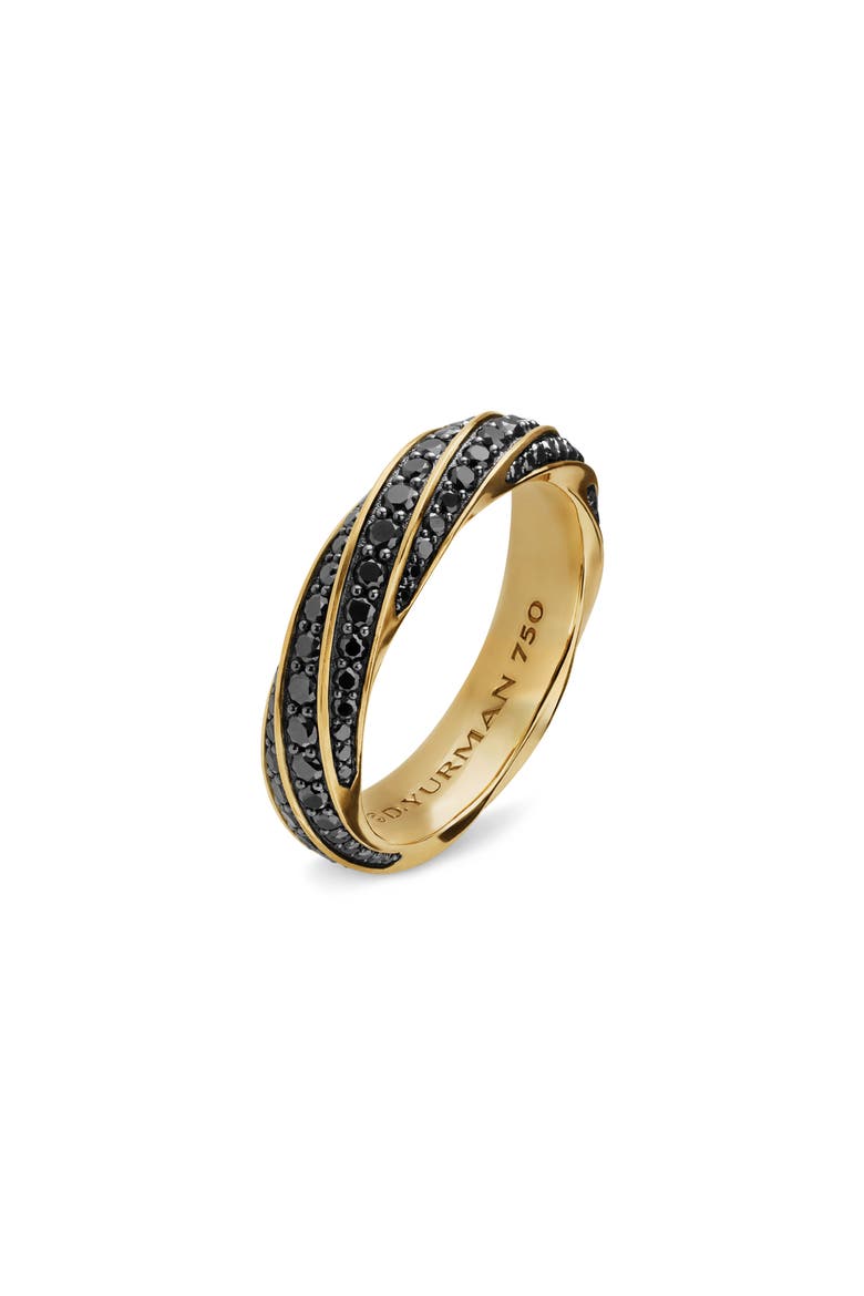 Cable Edge Band Ring in Recycled 18K Yellow Gold with Pavé Black Diamonds, Alternate, color, 18K GOLD RECYCLED