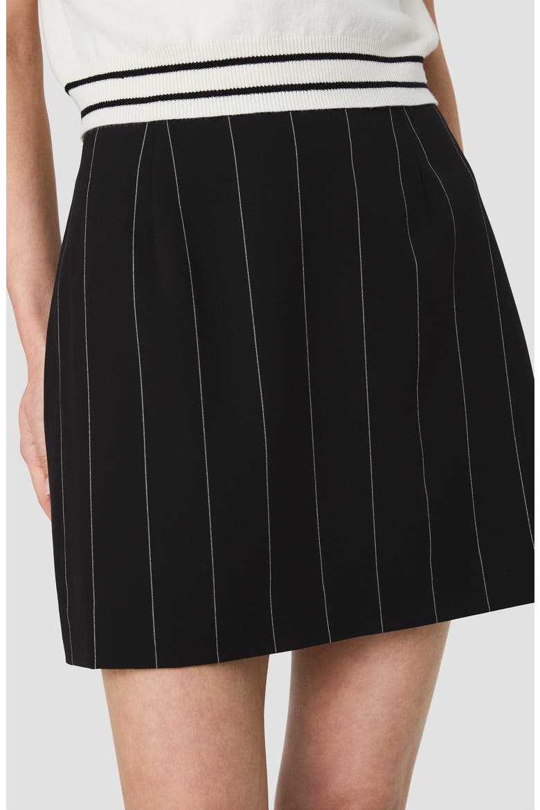Pinstripe Suiting Miniskirt, Alternate, color, BLACK/ WHITE