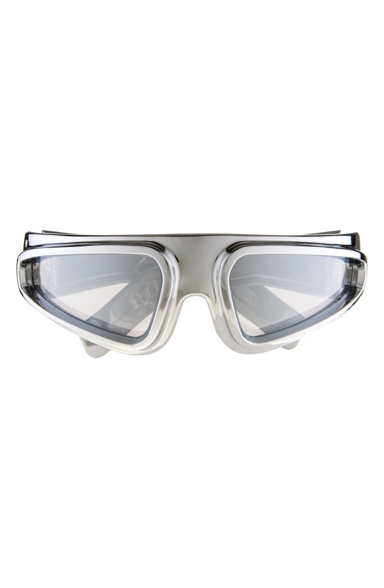 Rick Owens Ryder Wraparound Shield Sunglasses, Main, color, Silver Temple/ Silver Lens