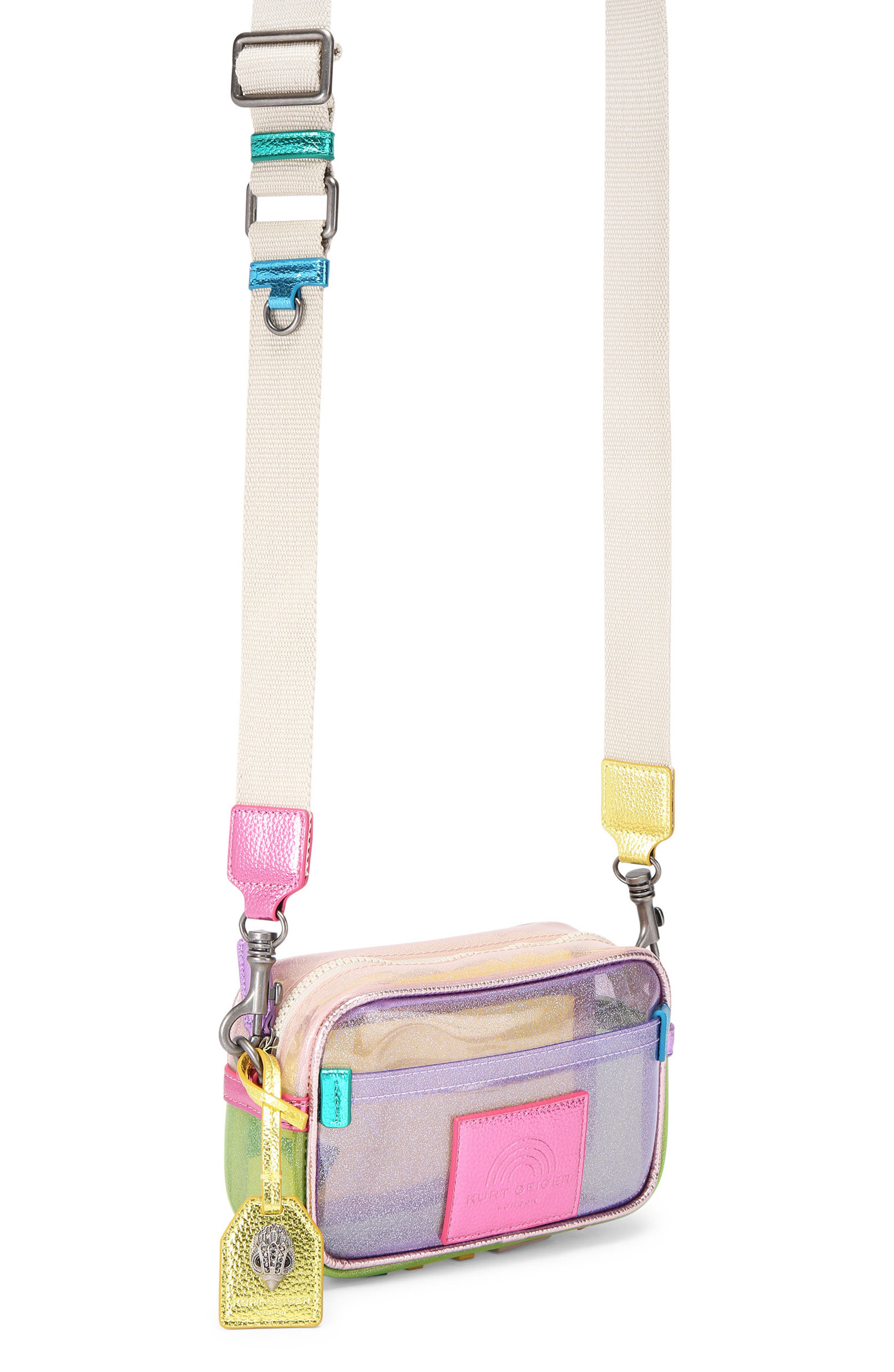 Kurt Geiger London Small Southbank Vinyl Clear Camera Crossbody Bag, Alternate, color, 