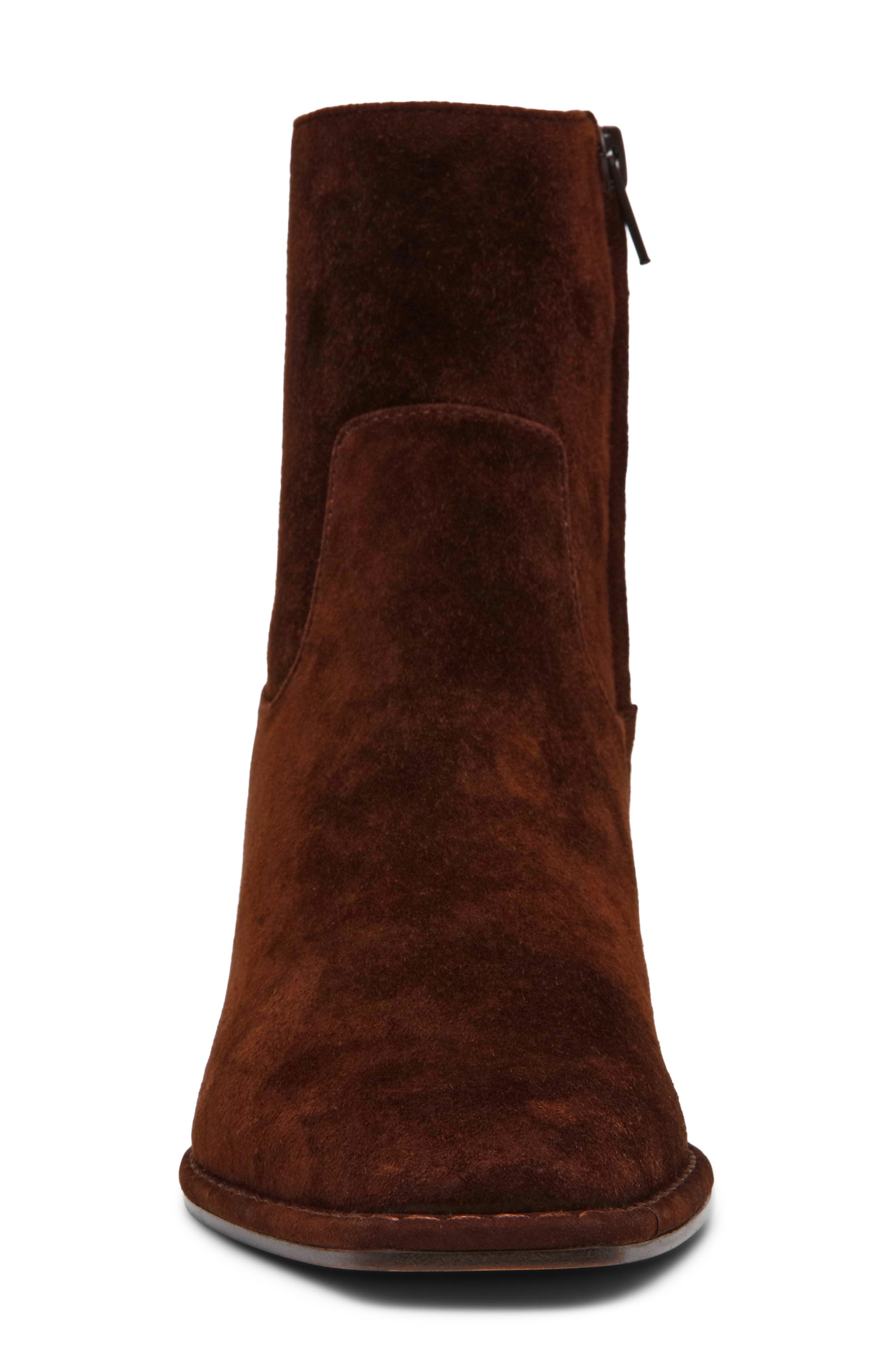 Define Block Heel Bootie, Alternate, color, DARK BROWN SUEDE