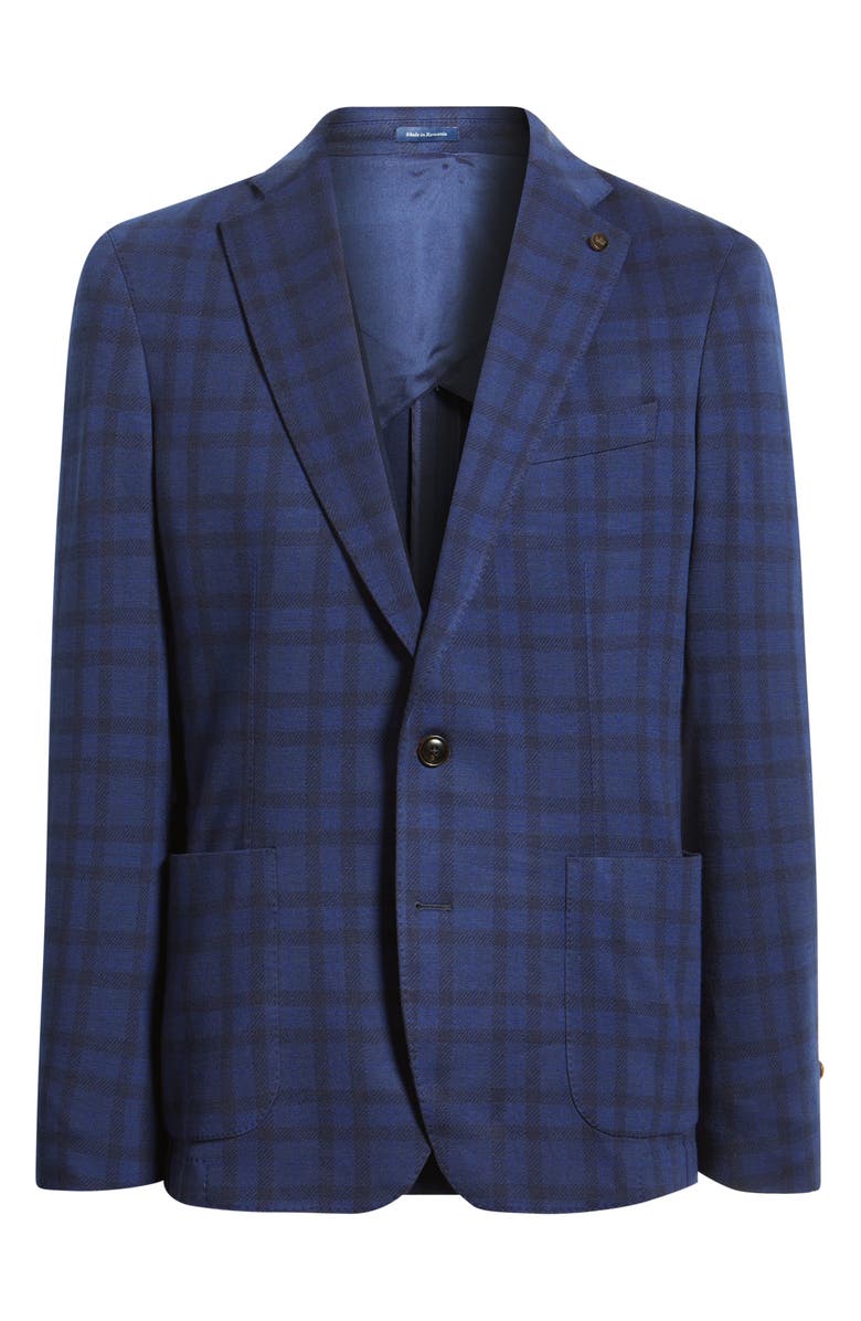 Peter Millar Barrett Windowpane Plaid Wool Sport Coat, Alternate, color, Navy