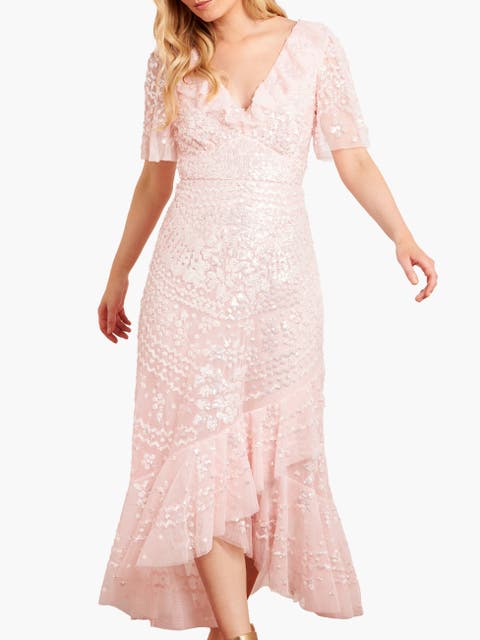 Anais Sequin Frill Ankle Gown