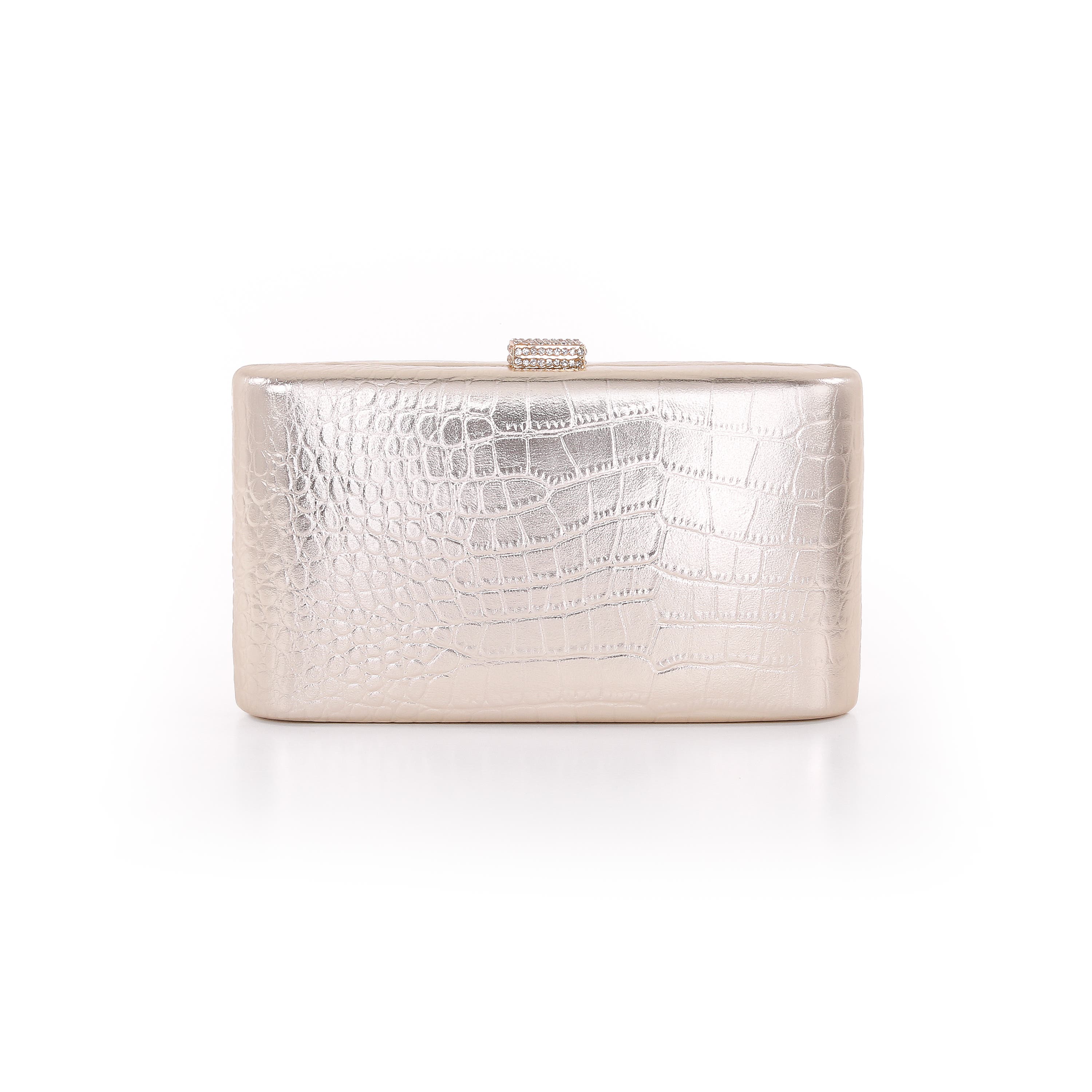 Lula Croc Embossed Leather Minaudiere, Main, color, Gold