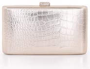Jewel Badgley Mischka Lula Croc Embossed Leather Minaudiere