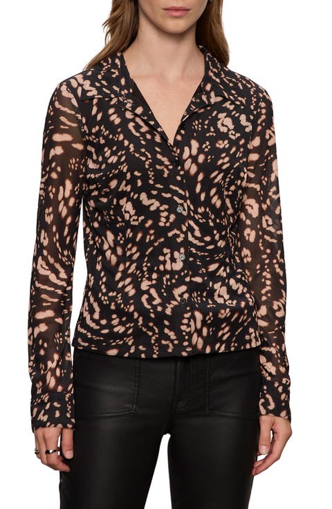 Mesh Button-Down Shirt (Petite)