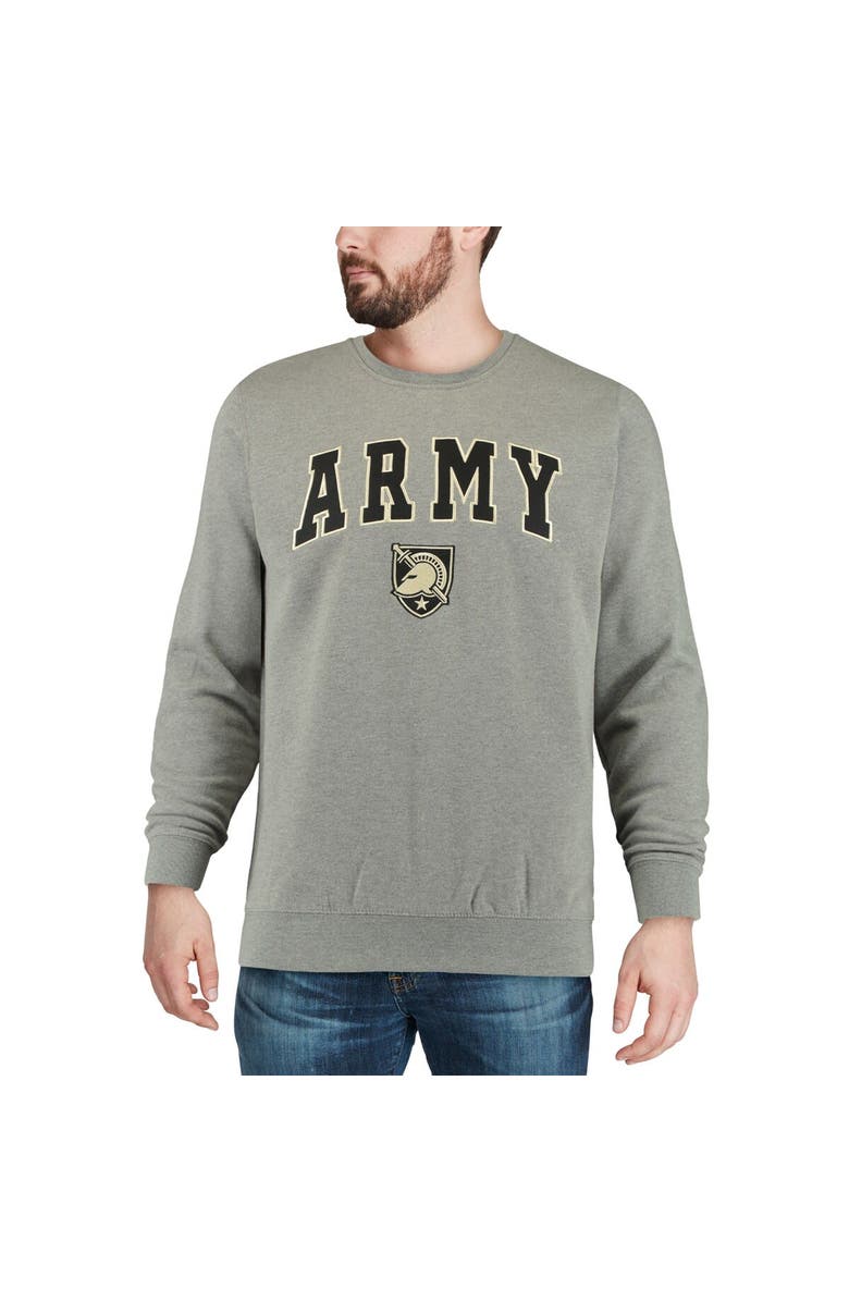 COLOSSEUM Men's Colosseum Heather Gray Army Black Knights Arch & Logo Crew Neck Sweatshirt, Alternate, color, Heather Gray