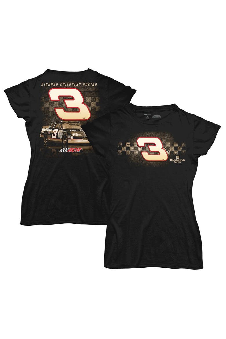 Women's Checkered Flag Black Richard Childress Racing Goodwrench T-Shirt, Main, color, Black