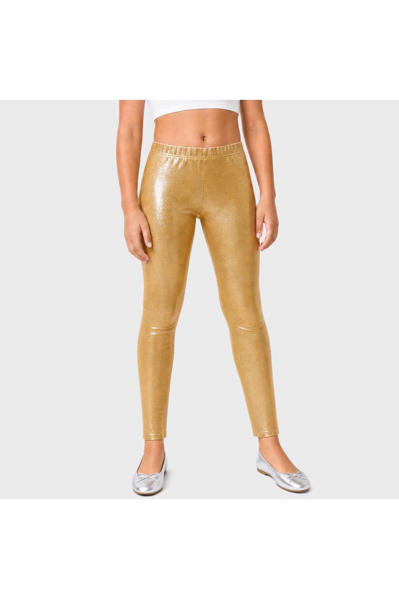 Girls Novelty Stretch Leggings, Alternate, color, Gold Sparkly Shimmer