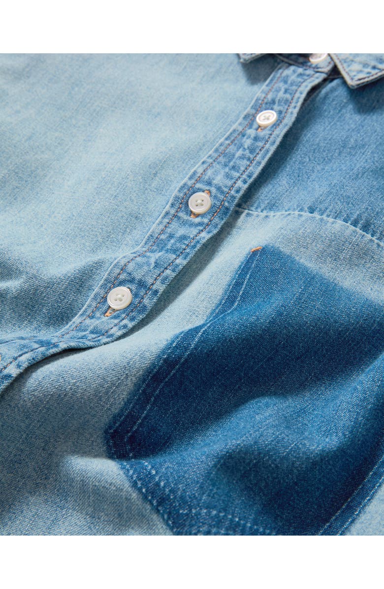 Veronica Beard Dalma Colorblock Denim Button-Up Shirt, Alternate, color, Time Travel