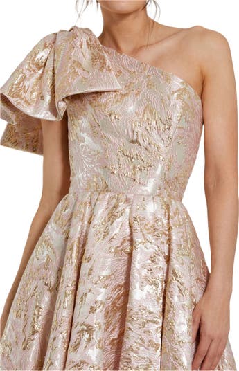 Mac Duggal Floral Brocade One Shoulder High Low Gown With
