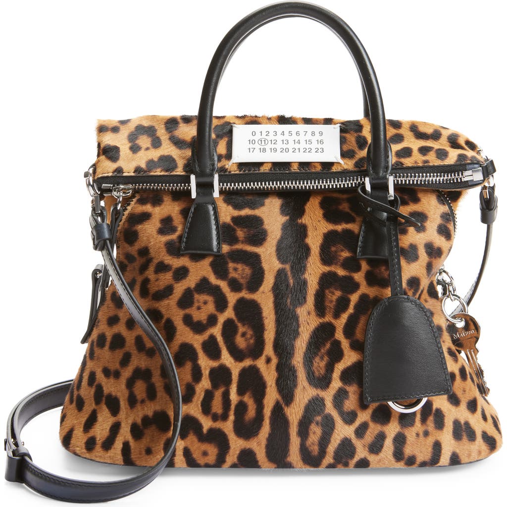 Maison Margiela Mini 5ac Leopard Print Genuine Calf Hair Tote In Multi