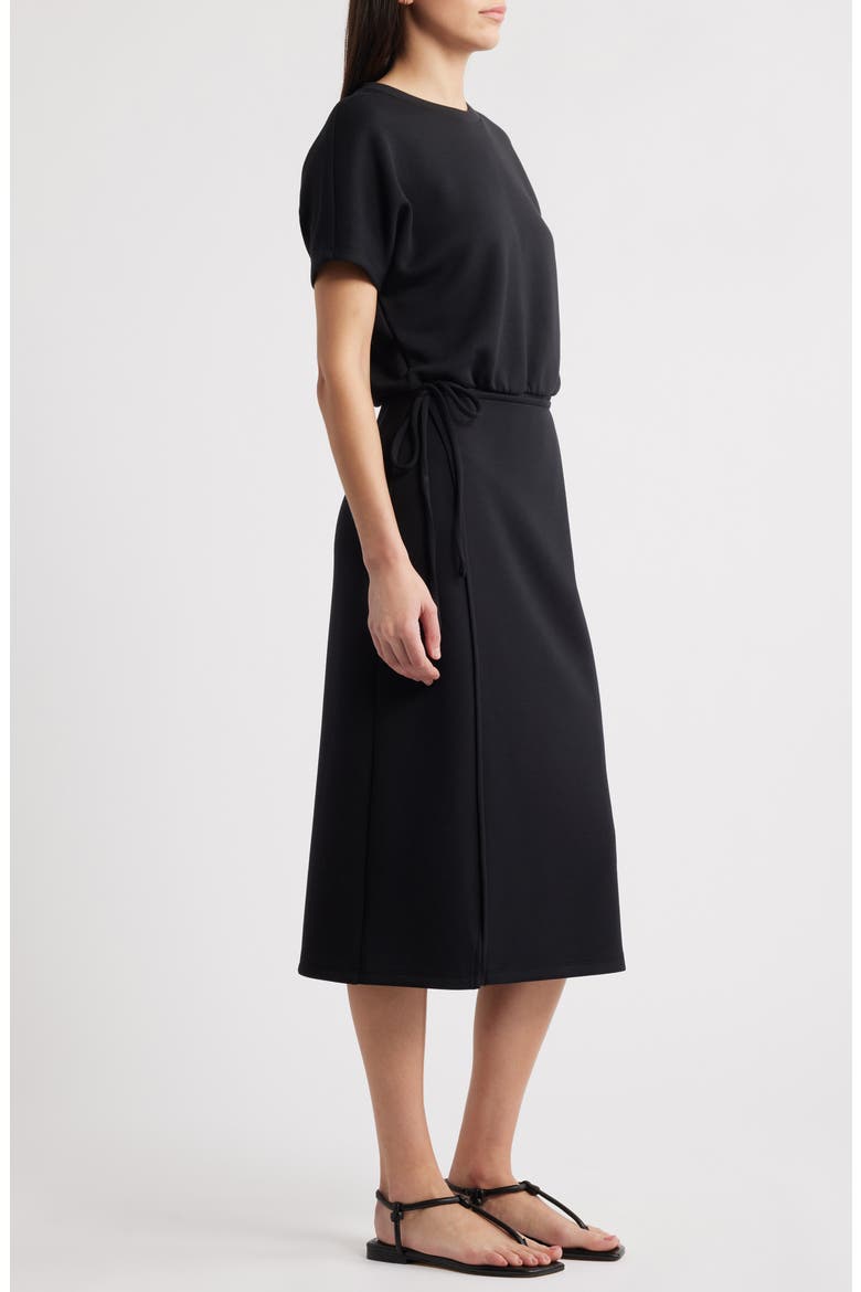 AirEssentials Tie Waist Midi Dress, Alternate, color, VERY BLACK