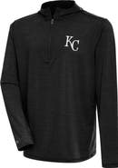 ANTIGUA Men's Antigua Heather Black Kansas City Royals Tidy Quarter-Zip Hoodie