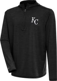 ANTIGUA Men's Antigua Heather Black Kansas City Royals Tidy Quarter-Zip Hoodie