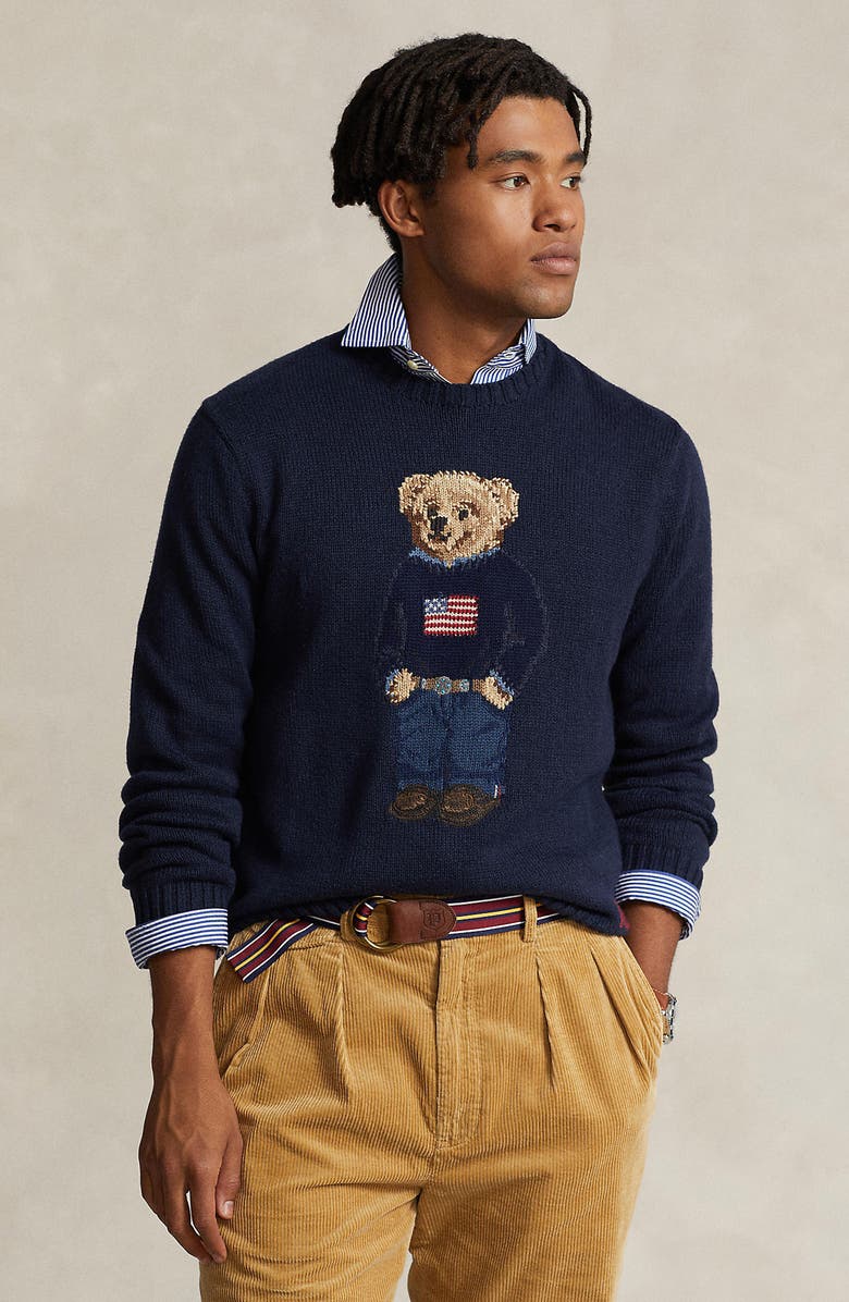 Polo Ralph Lauren Polo Bear Cotton & Linen Crewneck Sweater, Alternate, color,