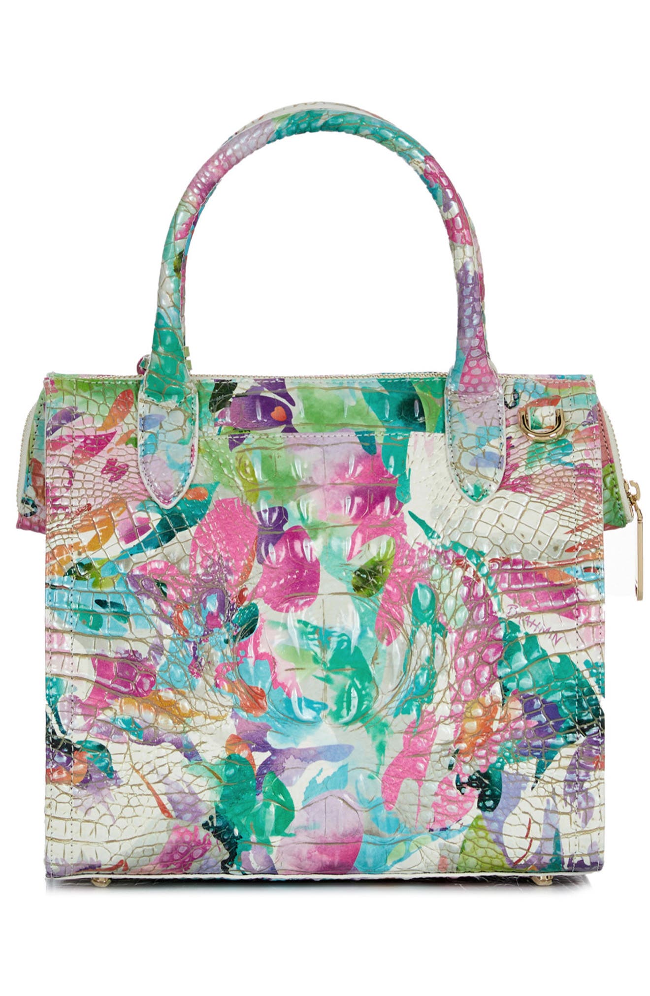 Brahmin Small Caroline Croc Embossed Leather Satchel, Alternate, color, 