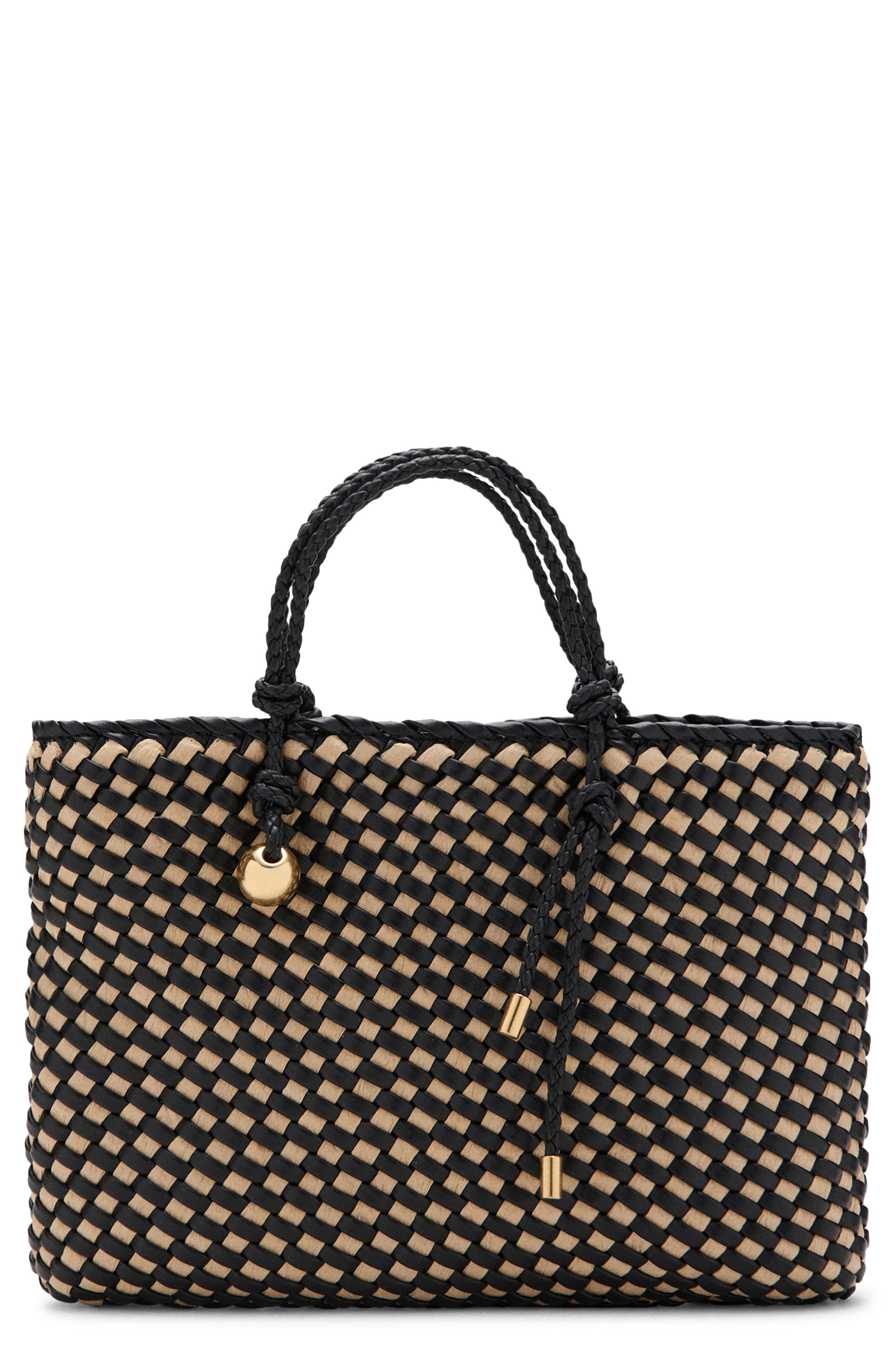 MANGO Natural Fiber Tote, Main, color, Black