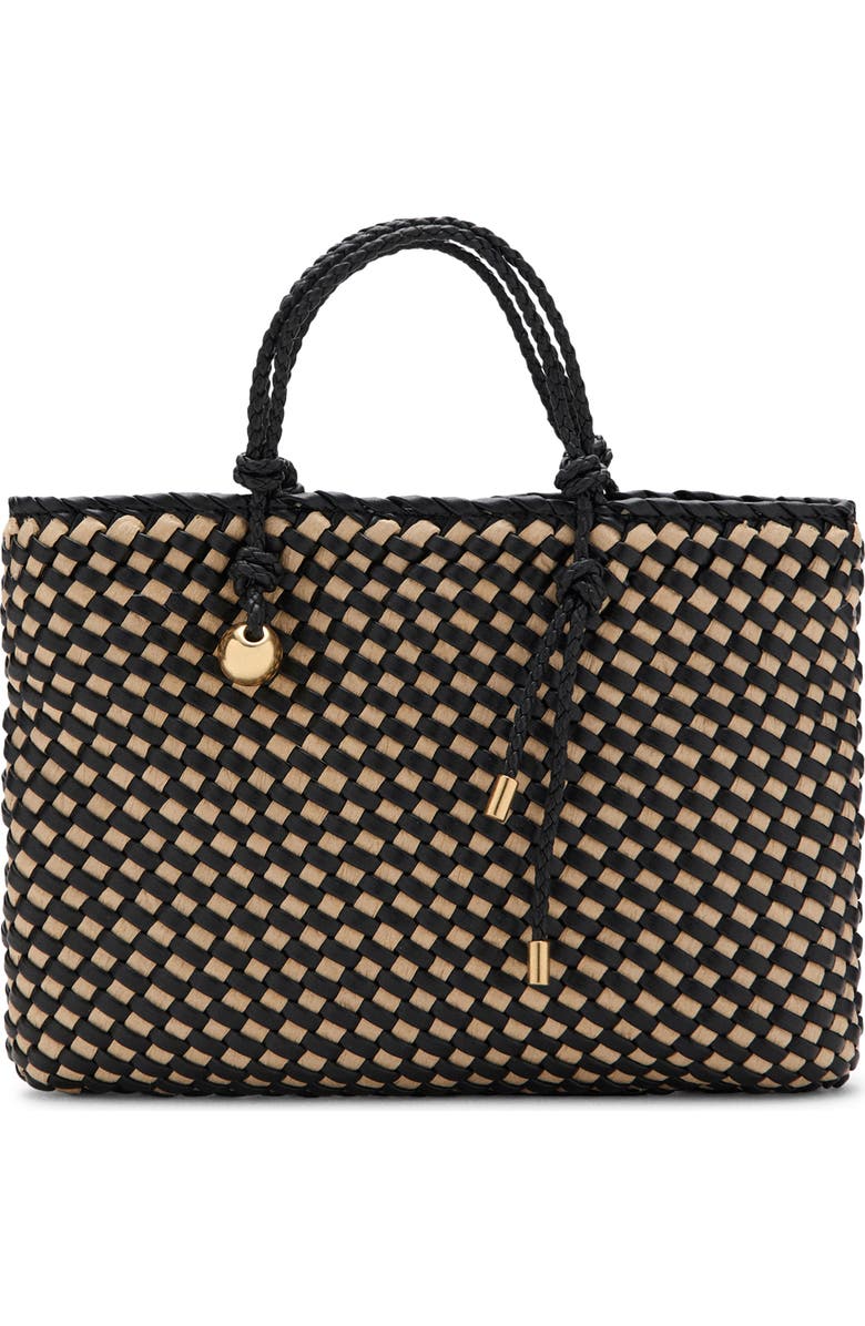 MANGO Natural Fiber Tote, Main, color, Black