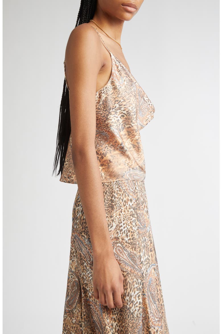 Calista Cowl Neck Cami, Alternate, color, BROWN/ BLUE VALENCIA LEOPARD