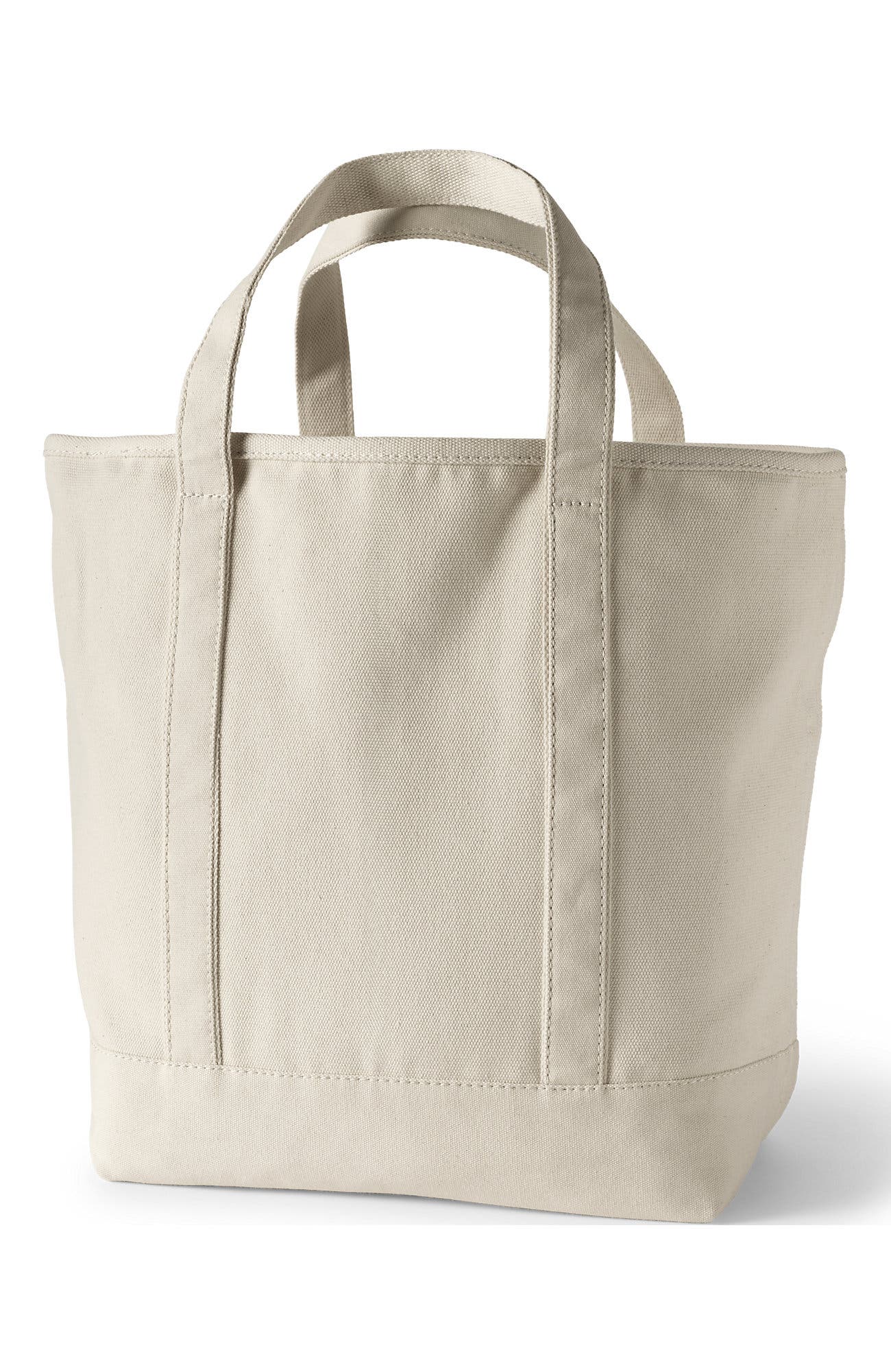 Lands’ End Canvas Open Top Tote Bag  Regular & Long Handle Carry All - Stylish  for Work  Travel  Beach  Errands  Great Gift, Alternate, color, Natural/Natural