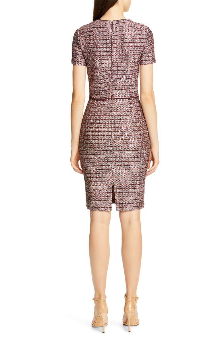 Multitexture Inlay Knit Sheath Dress, Alternate, color, CASSIS/ CAVIAR/ PEACH MULTI