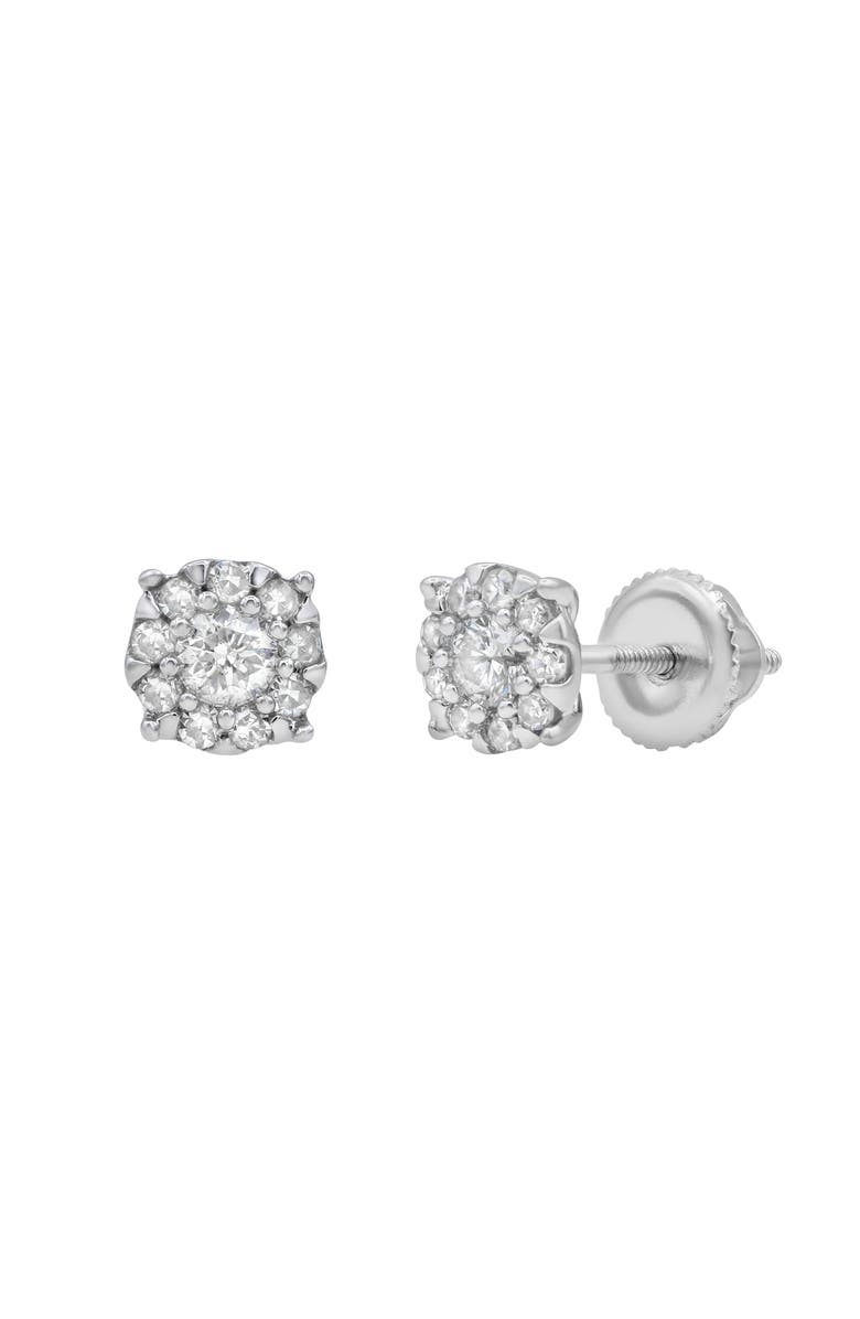 LuvMyJewelry Regal 14K White Gold Diamond Cluster Earrings - 0.27ct., Main, color, 14K White Gold